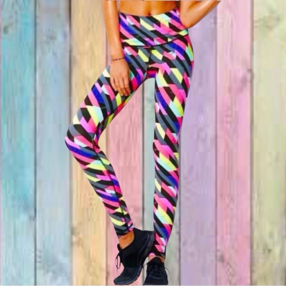 Victoria’s Secret Vsx Sport Knockout Multicolor Neon Print High Waist Leggings